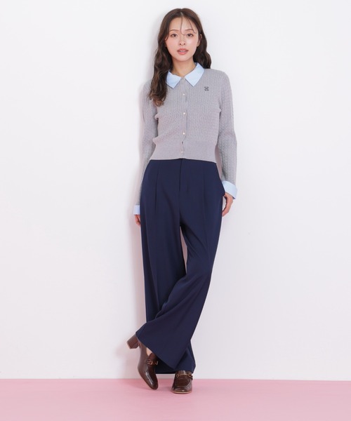 JILL by JILL STUART（ジルバイジルスチュアート）の「◇衿付きミニケーブルカーディガン（ニット/セーター・レディース・ネイビー/ピンク/グレー・FREE）」の10枚目の写真