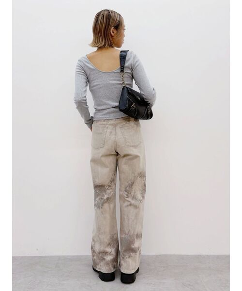 EVRIS(エヴリス)の「マーブルワイドデニムパンツ(デニムパンツ・レディース・ベージュ/ブラック・SMALL/MEDIUM)」の15枚目の写真