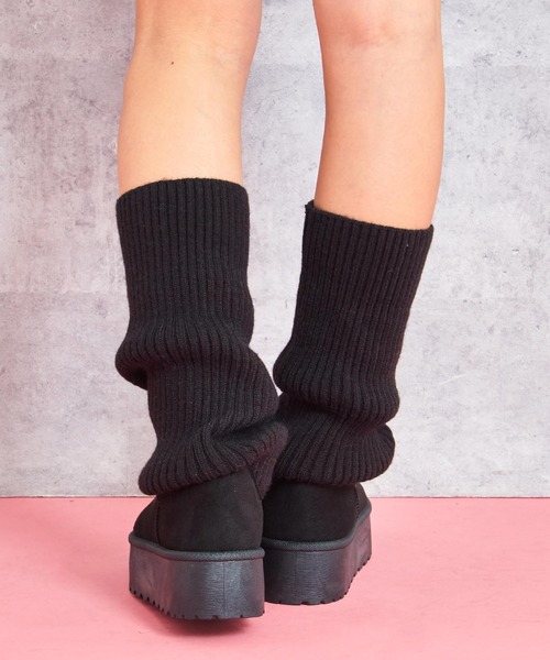 ANAP(アナップ)の「リブニットドッキング厚底ブーツ(ブーツ・レディース・ベージュ/ブラック・S/M/L/LL)」の5枚目の写真