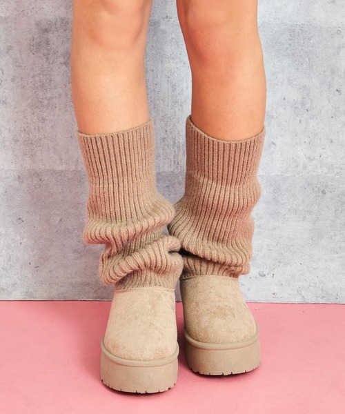 ANAP(アナップ)の「リブニットドッキング厚底ブーツ(ブーツ・レディース・ベージュ/ブラック・S/M/L/LL)」の6枚目の写真