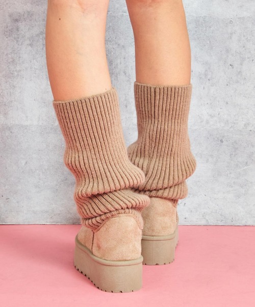 ANAP(アナップ)の「リブニットドッキング厚底ブーツ(ブーツ・レディース・ベージュ/ブラック・S/M/L/LL)」の8枚目の写真