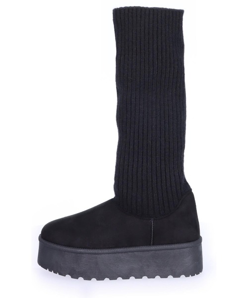 ANAP(アナップ)の「リブニットドッキング厚底ブーツ(ブーツ・レディース・ベージュ/ブラック・S/M/L/LL)」の10枚目の写真