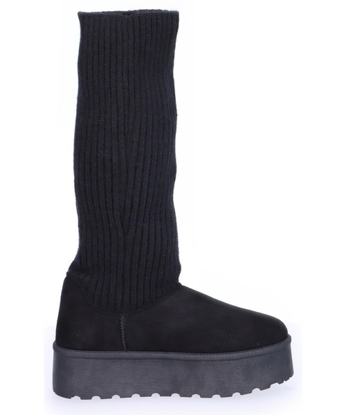 ANAP(アナップ)の「リブニットドッキング厚底ブーツ(ブーツ・レディース・ベージュ/ブラック・S/M/L/LL)」の11枚目の写真