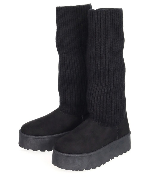 ANAP(アナップ)の「リブニットドッキング厚底ブーツ(ブーツ・レディース・ベージュ/ブラック・S/M/L/LL)」の17枚目の写真