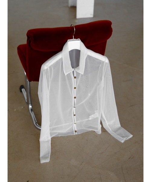Katrin TOKYO(カトリーントーキョー)の「sheer mesh polo cardigan(シャツ/ブラウス・レディース・アイボリー/グリーン系・FREE/XS)」の1枚目の写真