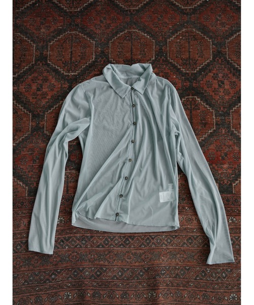 Katrin TOKYO(カトリーントーキョー)の「sheer mesh polo cardigan(シャツ/ブラウス・レディース・アイボリー/グリーン系・FREE/XS)」の5枚目の写真