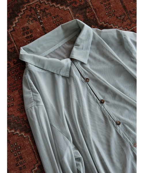 Katrin TOKYO(カトリーントーキョー)の「sheer mesh polo cardigan(シャツ/ブラウス・レディース・アイボリー/グリーン系・FREE/XS)」の6枚目の写真