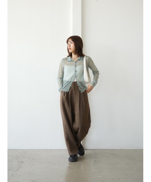 Katrin TOKYO(カトリーントーキョー)の「sheer mesh polo cardigan(シャツ/ブラウス・レディース・アイボリー/グリーン系・FREE/XS)」の18枚目の写真