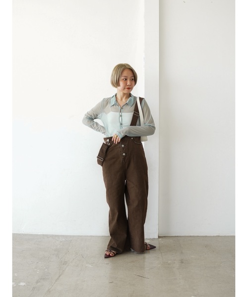 Katrin TOKYO(カトリーントーキョー)の「sheer mesh polo cardigan(シャツ/ブラウス・レディース・アイボリー/グリーン系・FREE/XS)」の12枚目の写真