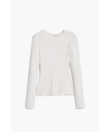 Desigual | アシンメトリーデザイン リブカットソー ブラック 白(Tシャツ/カットソー)