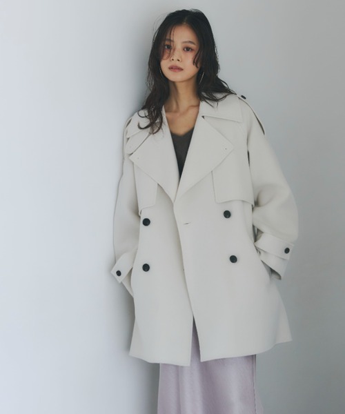 リバーウールミドルトレンチコート（トレンチコート）｜anuans（ア