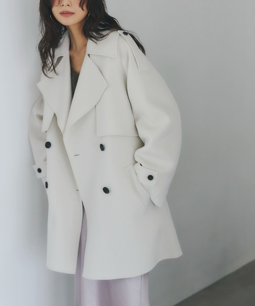 リバーウールミドルトレンチコート（トレンチコート）｜anuans（ア