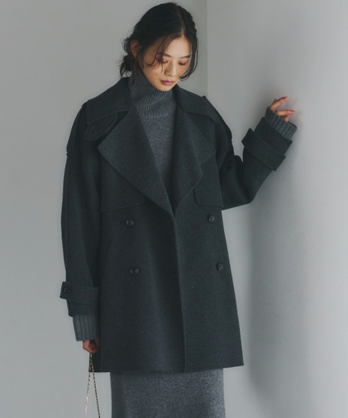 リバーウールミドルトレンチコート（トレンチコート）｜anuans（ア