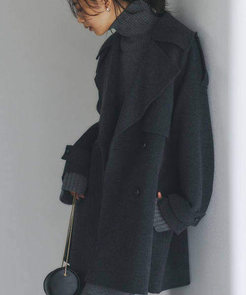 リバーウールミドルトレンチコート（トレンチコート）｜anuans（ア