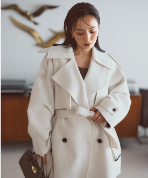 リバーウールミドルトレンチコート（トレンチコート）｜anuans（ア