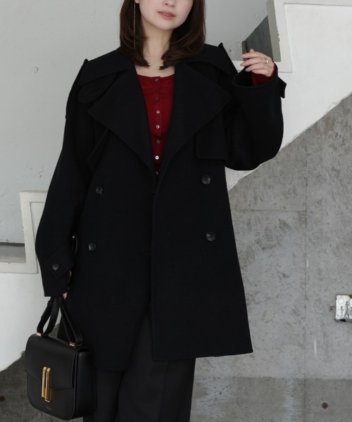 リバーウールミドルトレンチコート（トレンチコート）｜anuans（ア