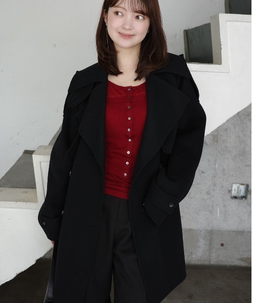 リバーウールミドルトレンチコート（トレンチコート）｜anuans（ア