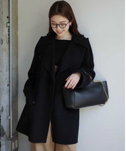 リバーウールミドルトレンチコート（トレンチコート）｜anuans