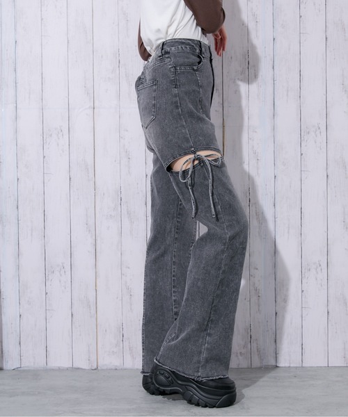GORGE(ゴージ)の「《サイドカット×リボン》レディース デニムパンツ/トレンドカジュアル 春夏秋(デニムパンツ・レディース・ブラック/ブルー・M/S)」の12枚目の写真