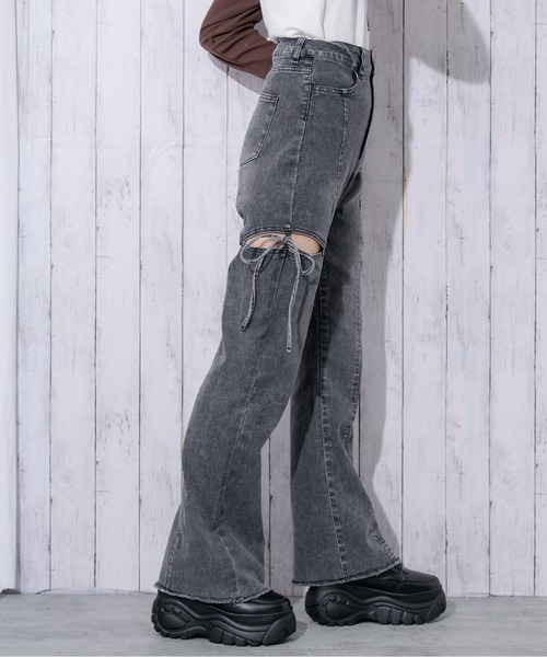 GORGE(ゴージ)の「《サイドカット×リボン》レディース デニムパンツ/トレンドカジュアル 春夏秋(デニムパンツ・レディース・ブラック/ブルー・M/S)」の13枚目の写真