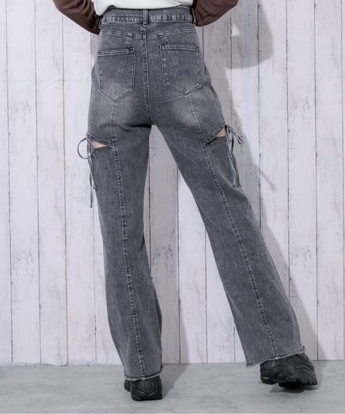 GORGE(ゴージ)の「《サイドカット×リボン》レディース デニムパンツ/トレンドカジュアル 春夏秋(デニムパンツ・レディース・ブラック/ブルー・M/S)」の14枚目の写真