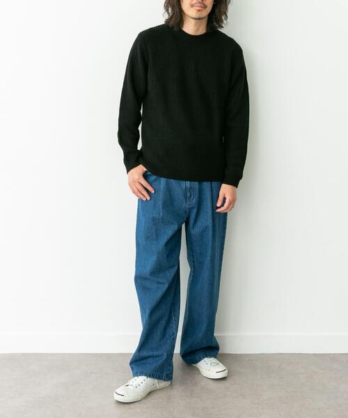 URBAN RESEARCH Sonny Label（アーバンリサーチサニーレーベル）の「ウォッシャブルウール混クルーネックニット（ニット/セーター・メンズ・ブラック/ダークブラウン/アイボリー/グリーン/グレー・MEDIUM/LARGE/X-LARGE）」の9枚目の写真