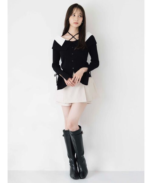 dazzlin（ダズリン）の「2WAYシャツドッキングニットトップス（ニット/セーター・レディース・ベージュ/ブラック/グレー・FREE）」の5枚目の写真