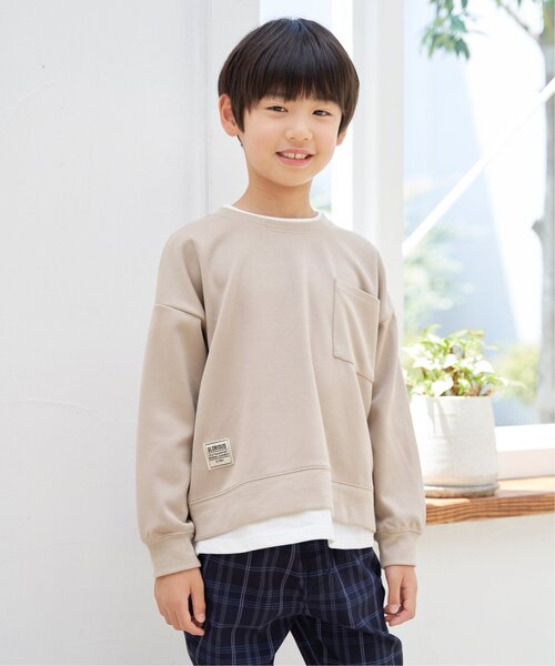 ikka(イッカ)の「【洗濯機で洗える】GOKU楽鹿の子ダンボールレイヤープルオーバー(120~160cm)(スウェット・キッズ・チャコール/ネイビー/ベージュ/ダークグリーン・130/140/150/160/120)」の12枚目の写真