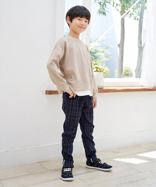 ikka(イッカ)の「【洗濯機で洗える】GOKU楽鹿の子ダンボールレイヤープルオーバー(120~160cm)(スウェット・キッズ・チャコール/ネイビー/ベージュ/ダークグリーン・130/140/150/160/120)」の13枚目の写真