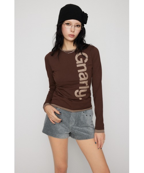 LAGUA GEM(ラグアジェム)の「BICOLOR PRINT CUT トップス(Tシャツ/カットソー・レディース・ネイビー/杢グレー/ライトブラウン・FREE)」の13枚目の写真