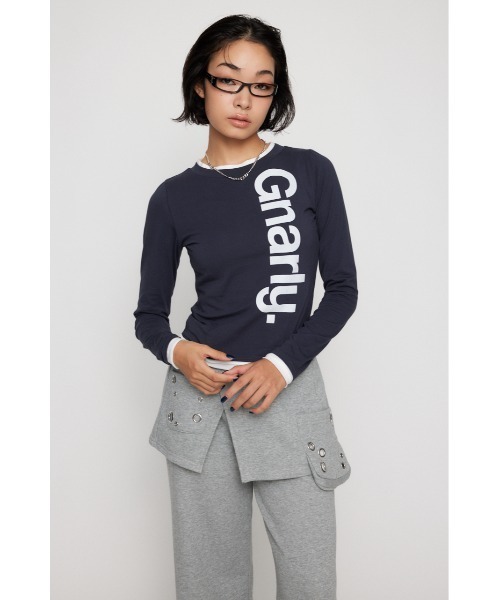 LAGUA GEM(ラグアジェム)の「BICOLOR PRINT CUT トップス(Tシャツ/カットソー・レディース・ネイビー/杢グレー/ライトブラウン・FREE)」の9枚目の写真