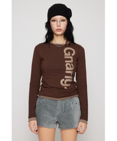 LAGUA GEM(ラグアジェム)の「BICOLOR PRINT CUT トップス(Tシャツ/カットソー・レディース・ネイビー/杢グレー/ライトブラウン・FREE)」の19枚目の写真
