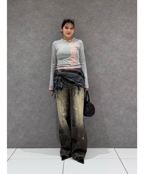 LAGUA GEM(ラグアジェム)の「BICOLOR PRINT CUT トップス(Tシャツ/カットソー・レディース・ネイビー/杢グレー/ライトブラウン・FREE)」の21枚目の写真