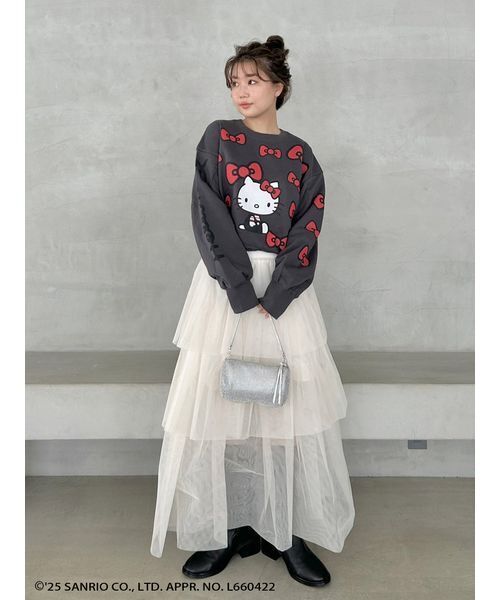 SNIDEL（スナイデル）の「【HELLO KITTY】バリエプルオーバー（スウェット・レディース・バーガンディー/グレー/ブラック・F）」の9枚目の写真