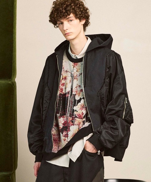 MAISON SPECIAL（メゾンスペシャル）の「《UNISEX》Different Material Docking Prime-Over Military Blouson/ディファレントマテリアルドッキングプライムオーバーミリタリーブルゾン【MAISON SPECIAL/メゾンスペシャル】（ミリタリージャケット・メンズ・チャコールグレー/ブラック/カーキ・0/1/2）」の2枚目の写真