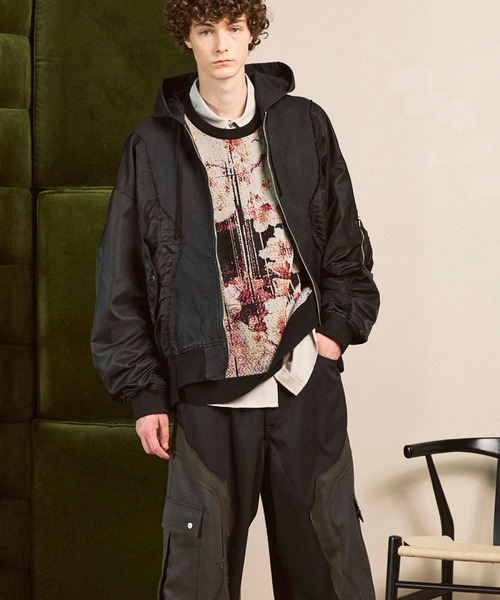 MAISON SPECIAL（メゾンスペシャル）の「《UNISEX》Different Material Docking Prime-Over Military Blouson/ディファレントマテリアルドッキングプライムオーバーミリタリーブルゾン【MAISON SPECIAL/メゾンスペシャル】（ミリタリージャケット・メンズ・チャコールグレー/ブラック/カーキ・0/1/2）」の9枚目の写真