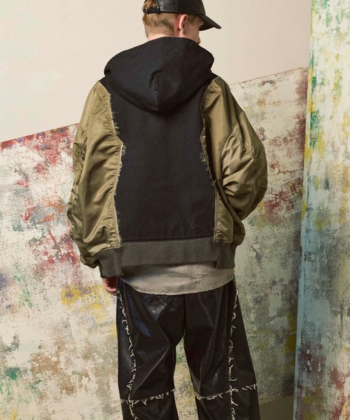 MAISON SPECIAL（メゾンスペシャル）の「《UNISEX》Different Material Docking Prime-Over Military Blouson/ディファレントマテリアルドッキングプライムオーバーミリタリーブルゾン【MAISON SPECIAL/メゾンスペシャル】（ミリタリージャケット・メンズ・チャコールグレー/ブラック/カーキ・0/1/2）」の14枚目の写真