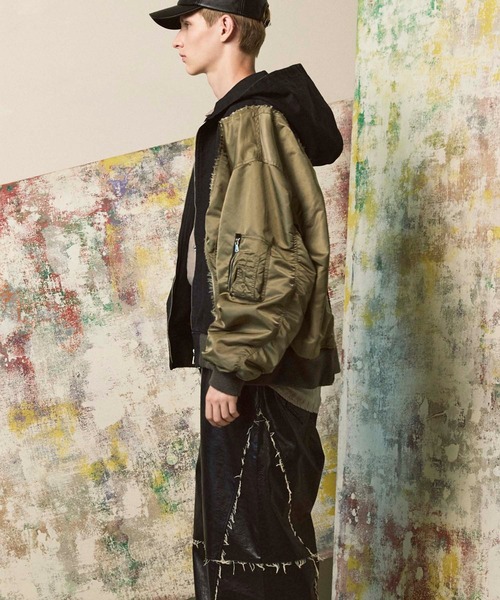 MAISON SPECIAL（メゾンスペシャル）の「《UNISEX》Different Material Docking Prime-Over Military Blouson/ディファレントマテリアルドッキングプライムオーバーミリタリーブルゾン【MAISON SPECIAL/メゾンスペシャル】（ミリタリージャケット・メンズ・チャコールグレー/ブラック/カーキ・0/1/2）」の13枚目の写真