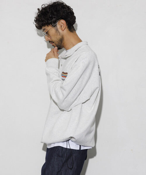 COLEMAN（コールマン）の「Coleman/コールマン 別注 バックプリント スピンドル ハーフスナップスウェット（スウェット・メンズ・ライトグレー/チャコールグレー/オフホワイト/マスタード・MEDIUM/LARGE）」の7枚目の写真