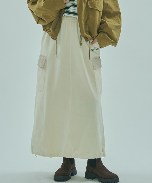 SPALDING(スポルディング)の「(SPALDING x ROSE BUD)FLEECE SKIRT(スカート・レディース・ホワイト/ブラウン・ONE SIZE)」の2枚目の写真