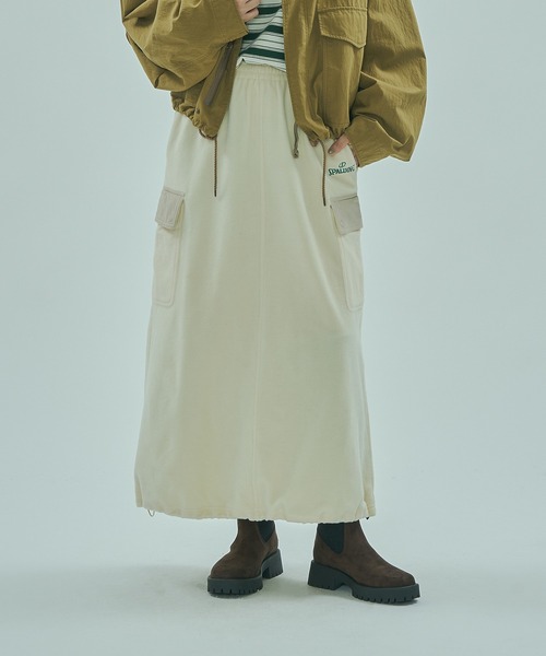 SPALDING(スポルディング)の「(SPALDING x ROSE BUD)FLEECE SKIRT(スカート・レディース・ホワイト/ブラウン・ONE SIZE)」の3枚目の写真