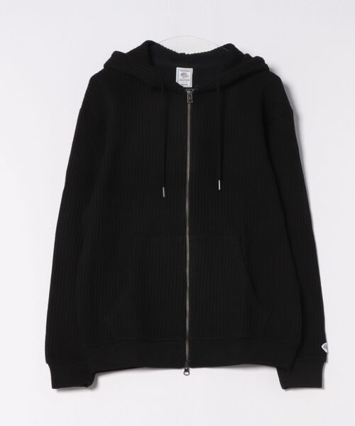 JEMORGAN(ジェーイーモーガン)の「【JEMORGAN LONG JOHNS】ビッグワッフルZIPパーカー ダブルジップパーカー フーデッドパーカー(パーカー・メンズ・ブラック/トップグレー・2/3/4)」の1枚目の写真