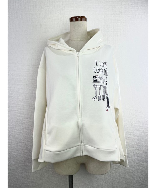 Rydia（リディア）の「クッキングコビニャーフレアーパーカー（パーカー・レディース・モカ/ブラック/アイボリー・M）」の2枚目の写真
