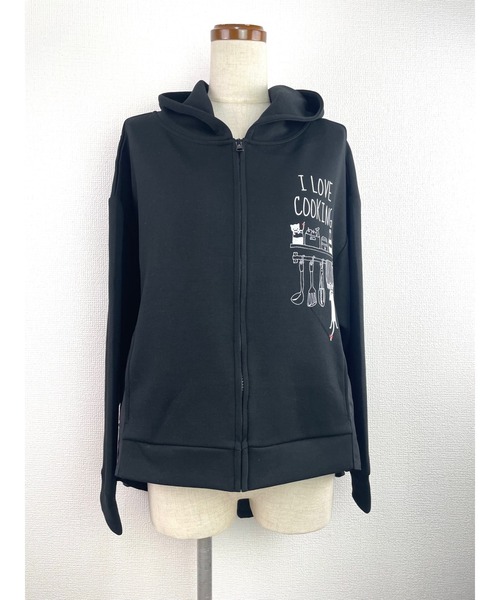 Rydia（リディア）の「クッキングコビニャーフレアーパーカー（パーカー・レディース・モカ/ブラック/アイボリー・M）」の3枚目の写真