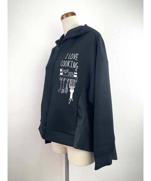 Rydia（リディア）の「クッキングコビニャーフレアーパーカー（パーカー・レディース・モカ/ブラック/アイボリー・M）」の7枚目の写真