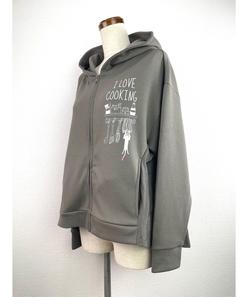 Rydia（リディア）の「クッキングコビニャーフレアーパーカー（パーカー・レディース・モカ/ブラック/アイボリー・M）」の11枚目の写真