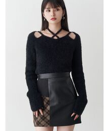 ミニシャギーカットアウトニット