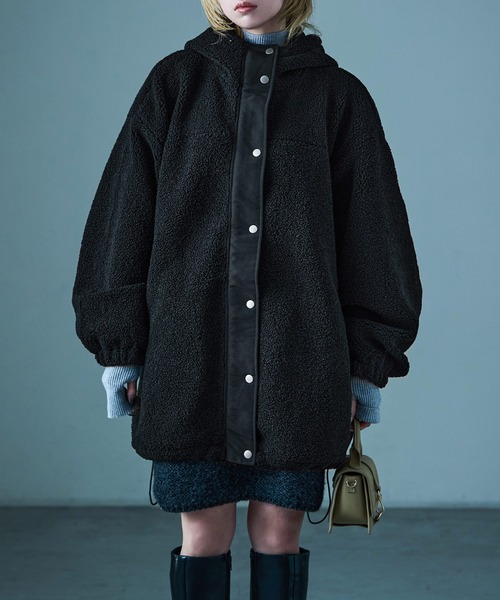 Fashion Letter（ファッションレター）の「ボア ビッグシルエット フードブルゾン（ダウンジャケット/コート・レディース・ブラック/モカ/アイボリー・M/L）」の7枚目の写真