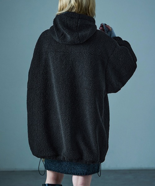 Fashion Letter（ファッションレター）の「ボア ビッグシルエット フードブルゾン（ダウンジャケット/コート・レディース・ブラック/モカ/アイボリー・M/L）」の9枚目の写真