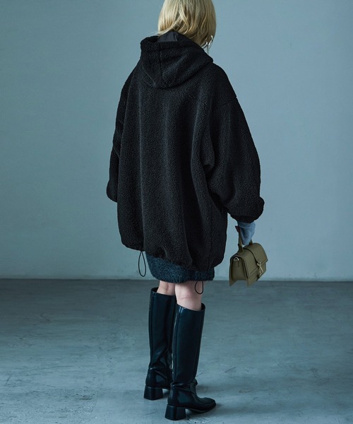 Fashion Letter（ファッションレター）の「ボア ビッグシルエット フードブルゾン（ダウンジャケット/コート・レディース・ブラック/モカ/アイボリー・M/L）」の10枚目の写真